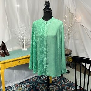Anne Klein Green Blouse, Gently Warn, Size 2X
